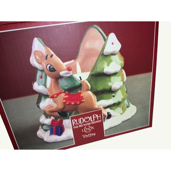 Lenox Rudolph Candle Light Holder Ceramic Christmas Decor Featuring Santa & Rein - Picture 7 of 12
